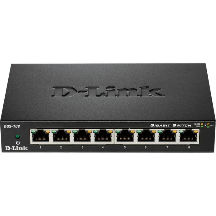 D-Link komutators DGS-108/E, 8x 10/100/1000 Mbps