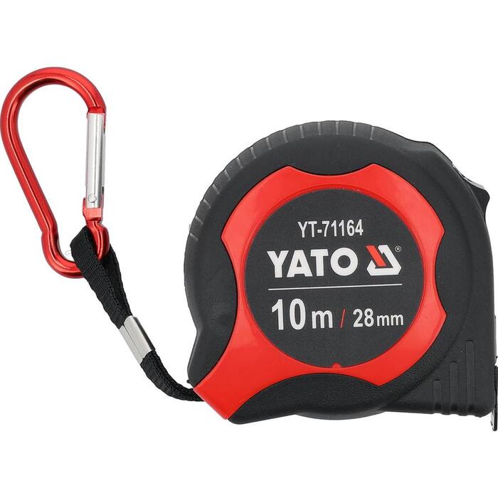 Yato mērlente YT-71164, 10 m x 28 mm, tērauda lente, ABS korpuss, metriskā skala, aizsargpārklājums, II klase (YT-71164)