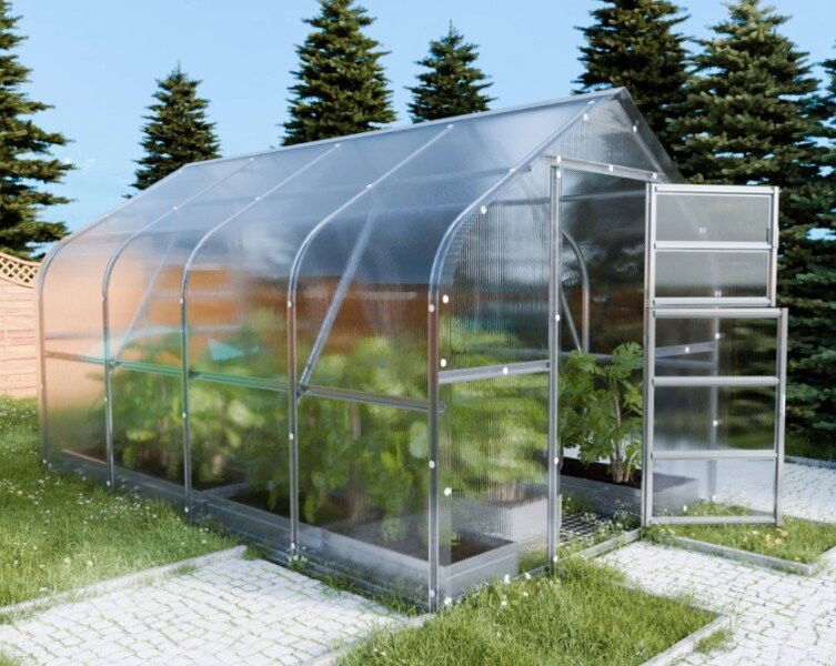 Siltumnīca KLASIKA DROP 2,5x4m ar 6mm polikarbonāta KLASIKA GREENHOUSE (2504006D)