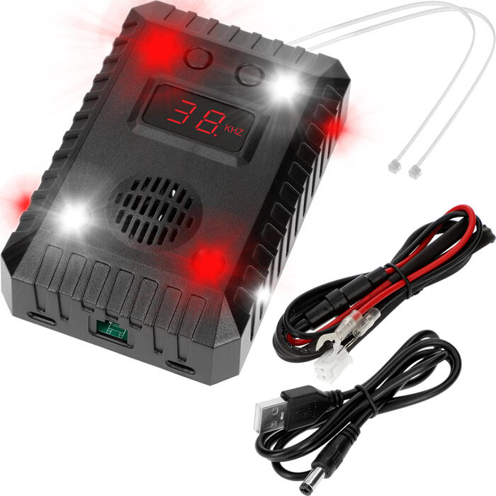 Soens 730721 grauzēju atbaidītājs, 9-65 kHz, 50-80 m2, 5/12 V, 0.6 W, ultraskaņa un LED, automātiskais režīms (730721)