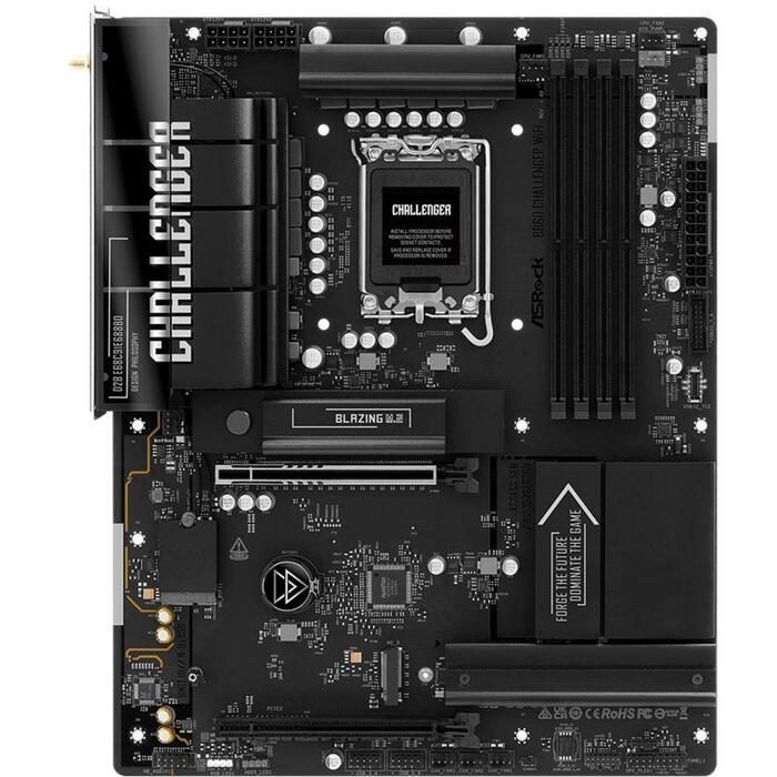Asrock Mātesplate B860 CHALLENGER WIFI, DDR5-SDRAM, 256 GB, 4 DIMM, PCIe 5.0, 2.5 Gb/s LAN, Wi-Fi 7, 8 USB 2.0, 1 HDMI (B860 CHALLENGER WIFI)