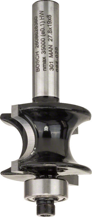 Savienojumu frēze R=6,0mm, l=19mm,kāts 8mm, Rokas frēzēm, malu frēzēm IZLIEKTA PUSLOKA PROFILU FRĒZE STANDARD FOR WOOD, 2608628360, BOSCH (2608628360)