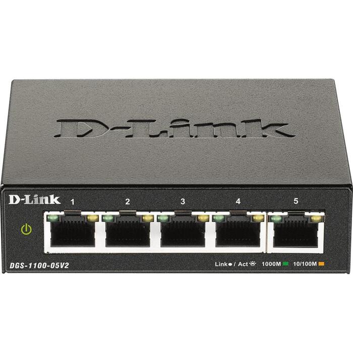 D-Link komutators DGS-1100-05V2/E, 5x10/100/1000 Mbps, pārvaldāms