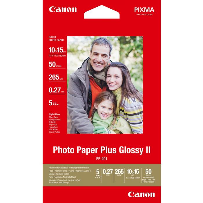 Canon Foto papīrs PP-201 2311b003, 150mm, 100mm, 3:2, spīdīga, blīvums 260g/m2, 50 vienības (2311b003)