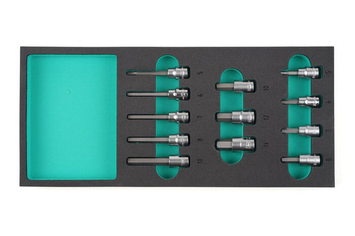 Īso un garo HEX mucu komplekts, K26064, KAMASA TOOLS, 3/8", 12 gabali (K26064)