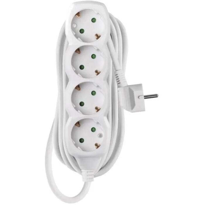 Emos Удлинитель P0425R, 5 м, 4× 2P + PE ГЕРМАНИЯ, ПВХ, 3 680 Вт, защита от детей (P0425R)