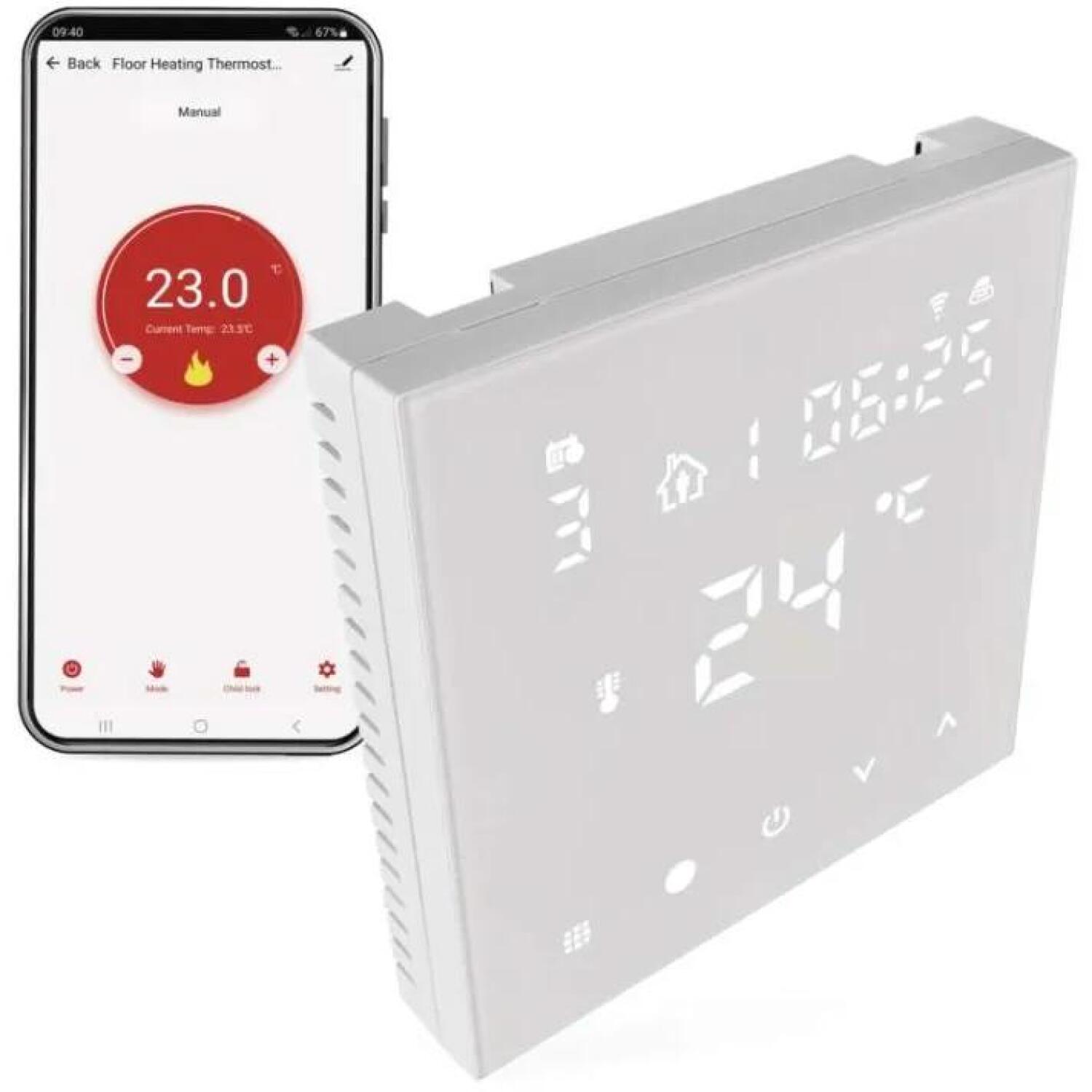 Emos Программируемый напольный термостат P56201UF, 230V AC, Wi-Fi, 6x в день, NTC 10kΩ датчик, голосовое управление, LED дисплей (P56201UF)