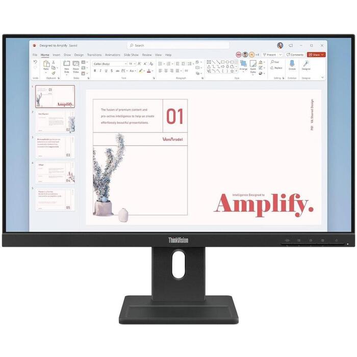 Lenovo ThinkVision E24-40 64BAMAT1EU, 23.8", IPS, 100 Гц, 4 мс, 1920 x 1080, 250 кд/м², 1x HDMI, Raven Black (64BAMAT1EU)