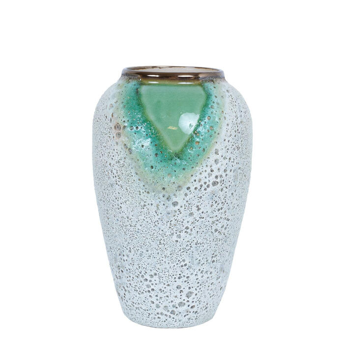 HOME4YOU Vāze TITAN STONE H27cm, zaļš/balts