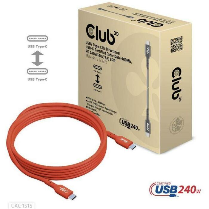 Club3D USB-C uz USB-C kabelis CAC-1515
