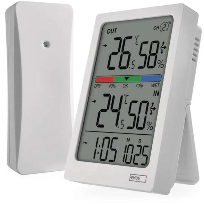 Emos Цифровой термометр E0558W, -10°C до +60°C, внутренняя и наружная влажность 1%-99% RH, беспроводной датчик до 100m (E0558W)