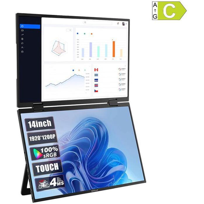 ZEUSLAP Z14W pārnēsājams monitors, 2x14", 1920x1200