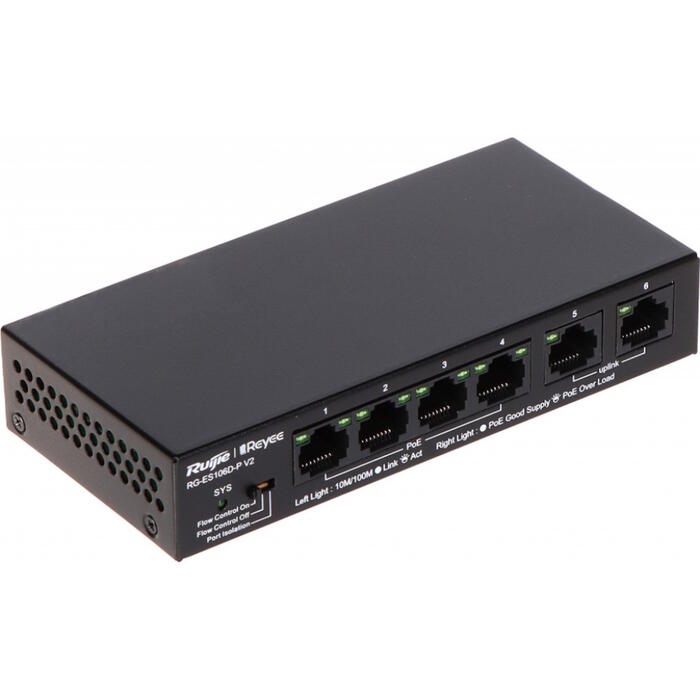 Ruijie RG-ES106D-P V2 6-portu 10/100Mbps nevadāms