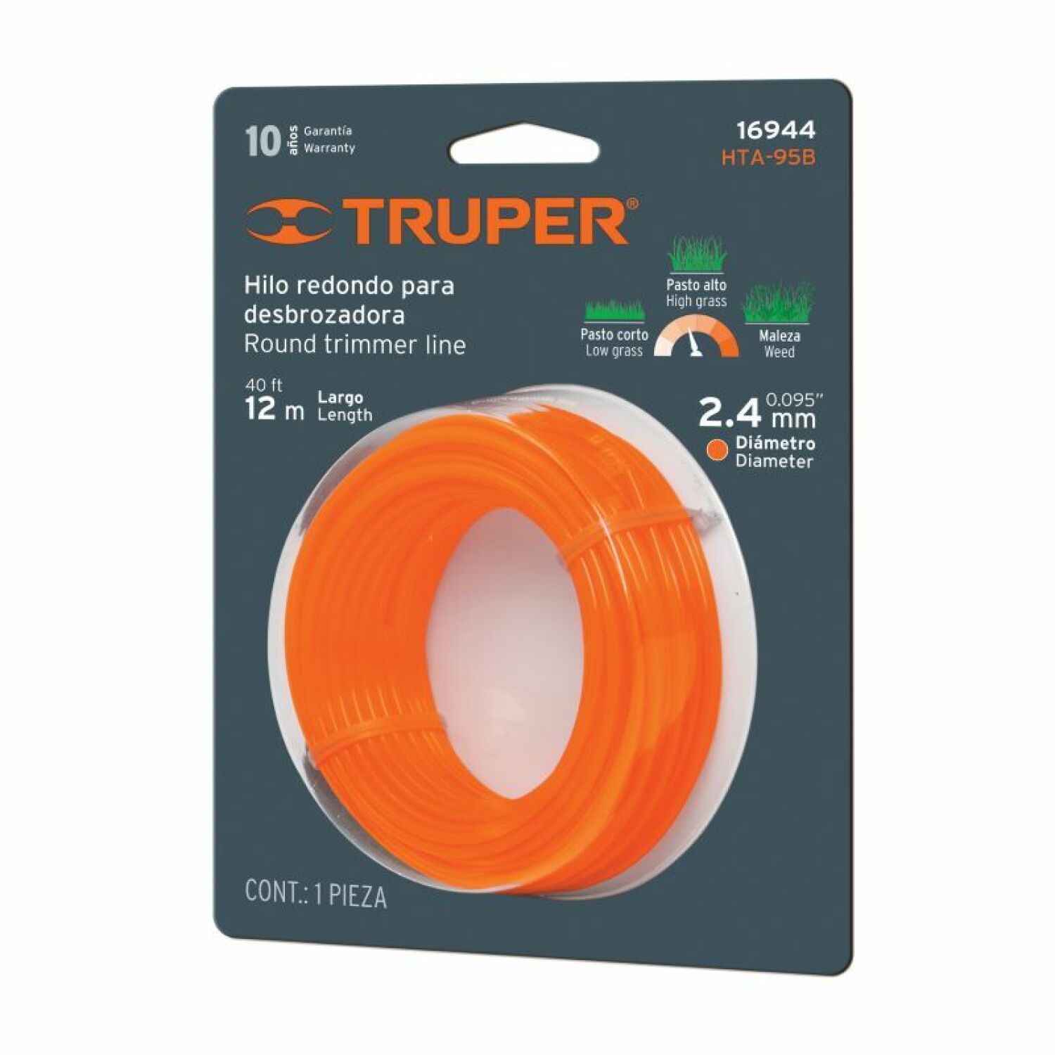 Apaļā trimmera aukla 2,4 mm/12 m HTA-95B TRUPER (HTA-95B)