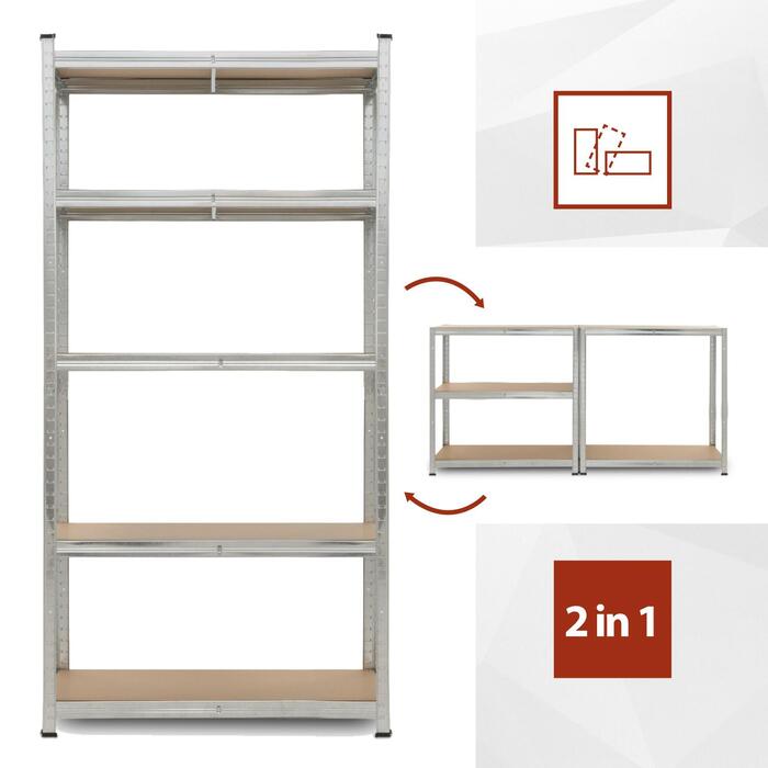 Kreator стеллаж KRT674001, 875 кг, 5 полок, 4 мм, настраиваемый, сверхпрочный, устойчивый к ржавчине (KRT674001)