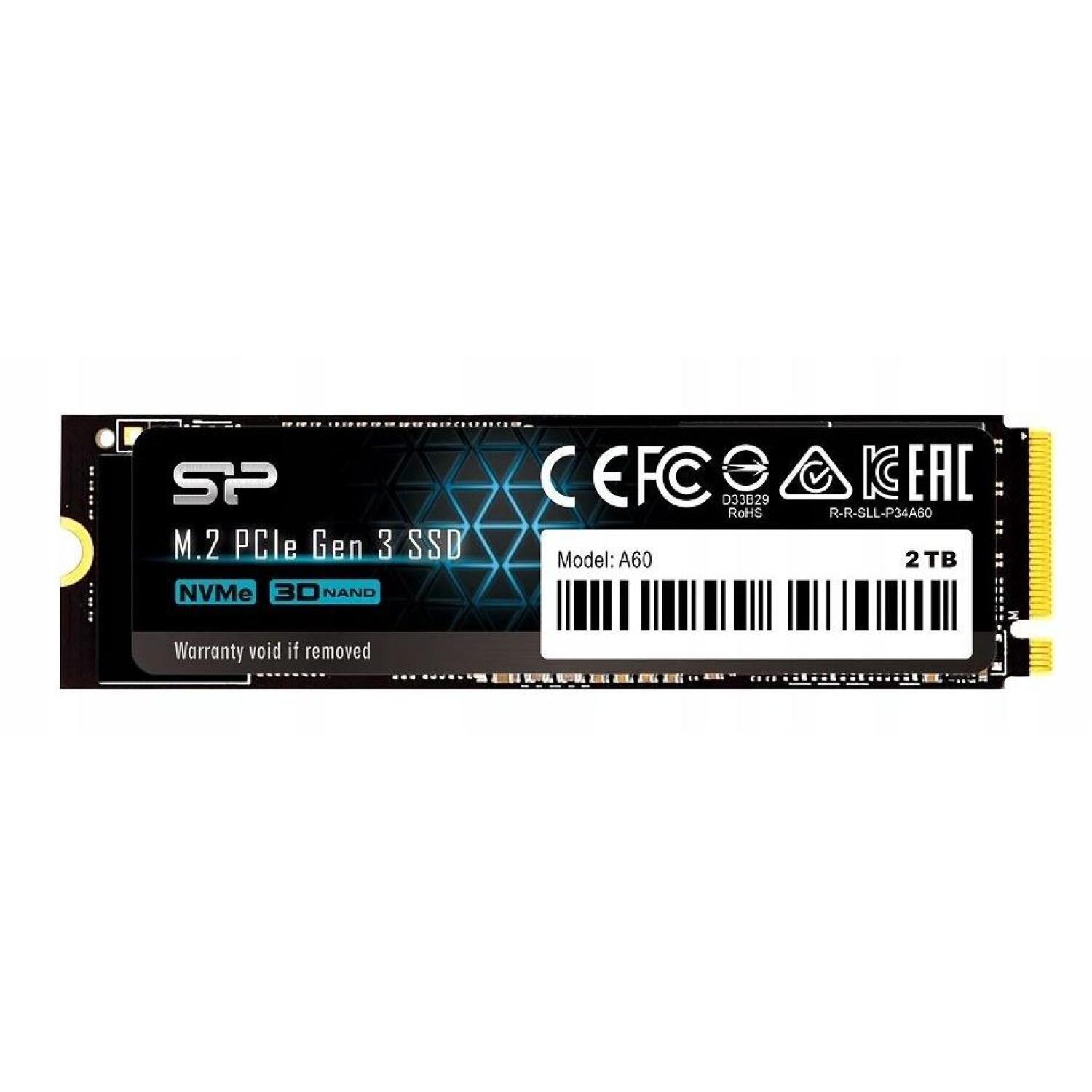 Silicon Power SSD M.2 SP002TBP34A60M28, 2TB, PCIe 3.0, 2200MB/s, 1600MB/s, M.2, 0-70°C (SP002TBP34A60M28)