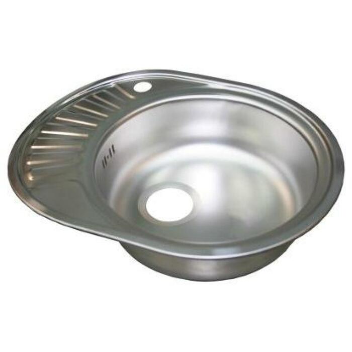 Besk Раковина 9089859, 570mm, 450mm, нержавеющая сталь, круглая форма, правая выемка, сифоны (9089859)