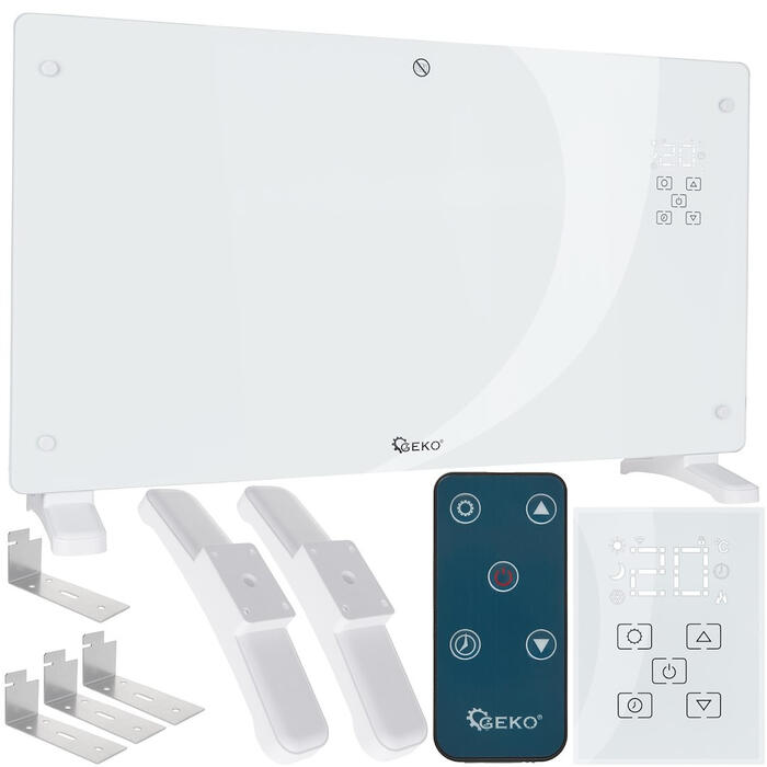 GEKO Stikla konvektors ar LCD, tālvadību