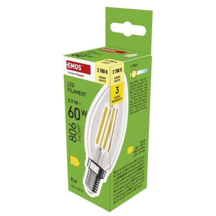 Emos LED spuldze Filament Candle ZF3D42