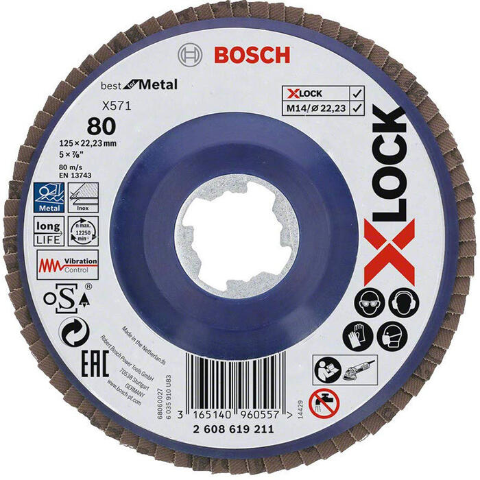 X-LOCK vēdekļveida slīpdisks X571 125mm;K80