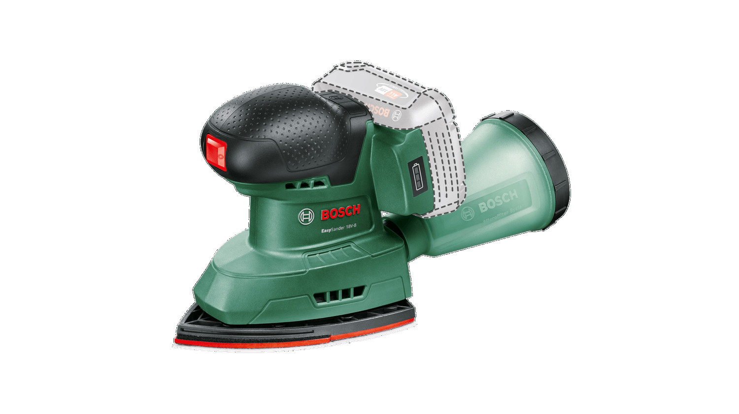 Akumulatora multislīpmašīna EasySander 18V-8 - Bez akumulatora | Uzlādes ierīces 06033E3000 BOSCH (06033E3000)