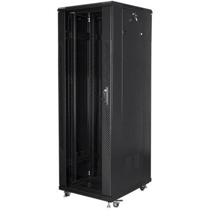 Lanberg Напольный шкаф 19" 37U FF01-6837-12B, 600mm, 800mm, 800kg, 4 вентилятора, Закаленное стекло, Сталь (FF01-6837-12B)