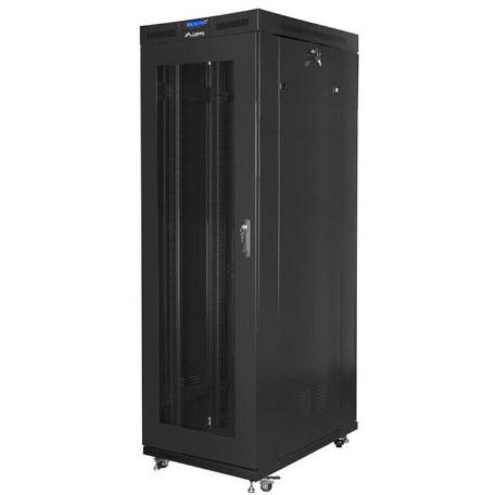 Lanberg Напольный шкаф 19 дюймов FF01-8037-23BL, 800x1000mm, 37U, 800kg, ЖК-дисплей, 4 вентилятора 230V, перфорированная дверь (FF01-8037-23BL)