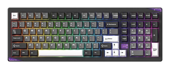 Akko Gem 02 VIA клавиатура 6978414650828, 102 клавиши, QWERTY, ANSI, механическая, RGB LED, USB+RF+BT 5.0, 8000mAh, 1000Hz, 2.4GHz (6978414650828)
