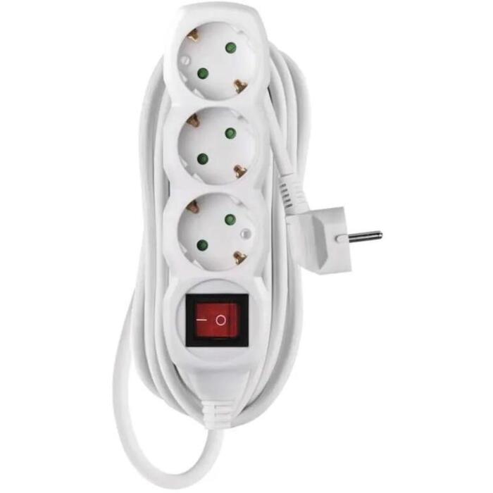 Emos Удлинитель P1325R, 5м, 3×2P+PE, PVC, 3680W, с выключателем, защита от детей (P1325R)