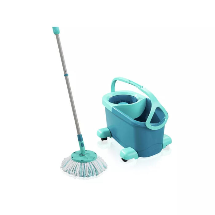 LEIFHEIT Clean Twist Disc Mop Ergo Mobile 1052102, grīdas uzkopšanas komplekts, 360° rotācija, regulējams kāts, mikrošķiedras mops (1052102)