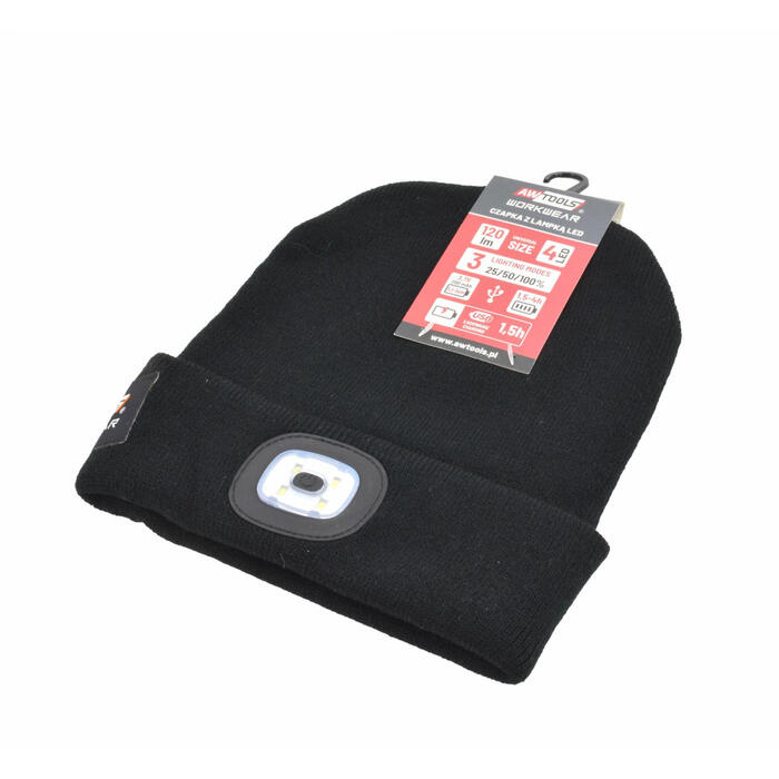 Melna USB uzlādējama LED cepure, 120