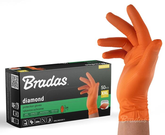 Aizsargcimdi DIAMOND, BRADAS, RWJNDOR11, nitrils, izmērs