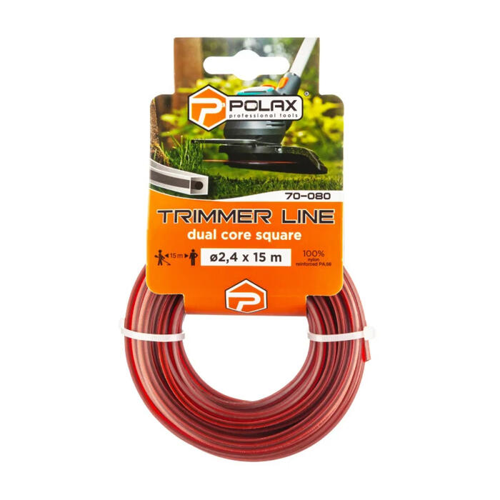 Trimmera aukla patiprināta "Square with Cord" 2.4mm x 15m, Polax (70-080)