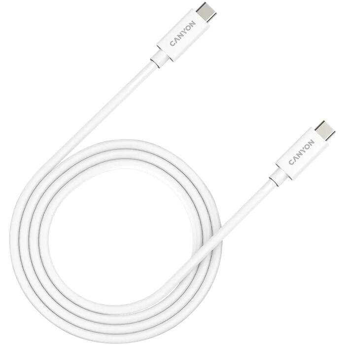 Кабель с подключением USB C к USB C передачей данных 40 G поддержкой 5 A 240 W и сертификацией E MARK UC-44 USB4 Type-C to Type-C 1 m Белый CNS-USBC44W CANYON (CNS-USBC44W)