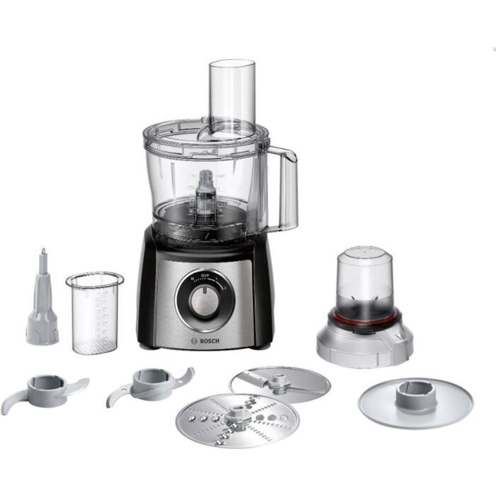 Bosch Кухонный комбайн MCM3401M, 800 Вт, 2 скорости, 2.3 Л, Блендер, Мясорубка, Черный/Нержавеющая сталь (MCM3401M)