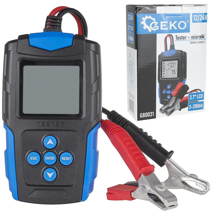 Geko Akumulatoru testers G80031, 12V/24V, 3Ah-200Ah