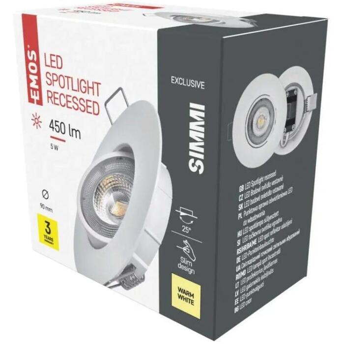 Emos светильник SIMMI ZD3121, 5 W, 450 lm, 230 V, 35 mA, 110°, IP20, 3000 K, встроенный (ZD3121)