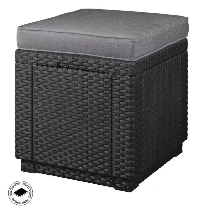Keter Cube садовый стул/ящик для хранения с подушкой, 29192157939, 42x42x39см, серый, устойчив к УФ (29192157939)