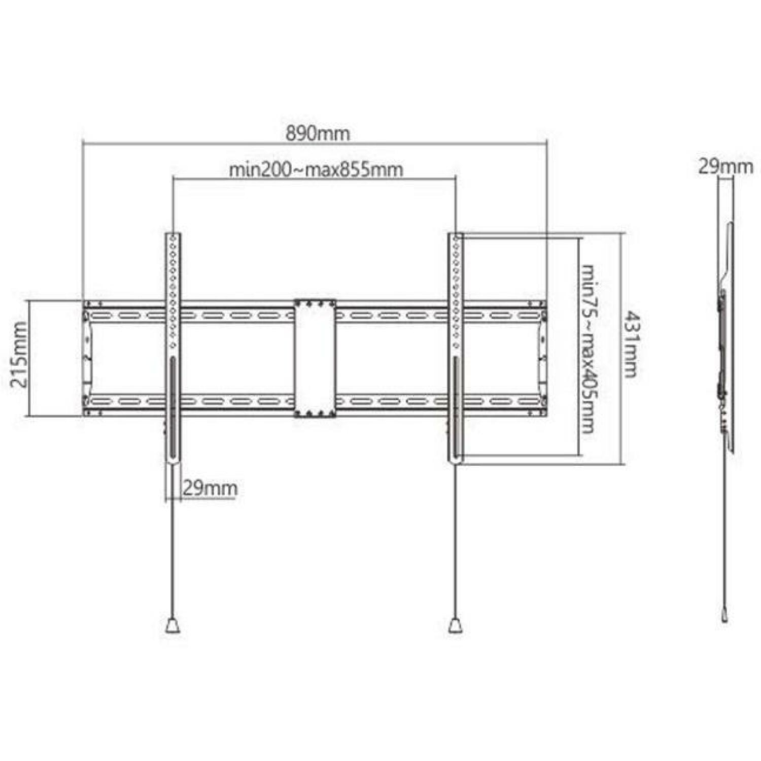 Gembird televizora stiprinājums WM-90F-01, atbalsta 43-90'' televizorus, maksimālā slodze 70 kg, VESA 200 x 200-800 x 400 mm (WM-90F-01)