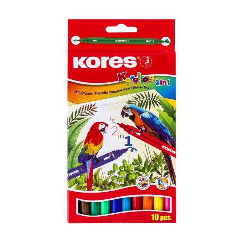 Flomasteri KORES Korellos, divi vienā, 10