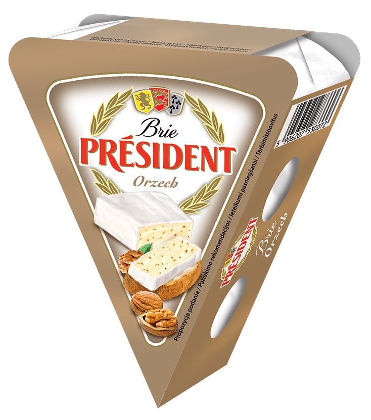 Siers Brie PRESIDENT ar valriekstu garšu, 125 g (450-10798)