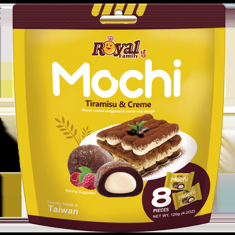 Japāņu rīsu kūka ROYAL FAMILY Mochi, Tiramisu, 120g (450-23521)