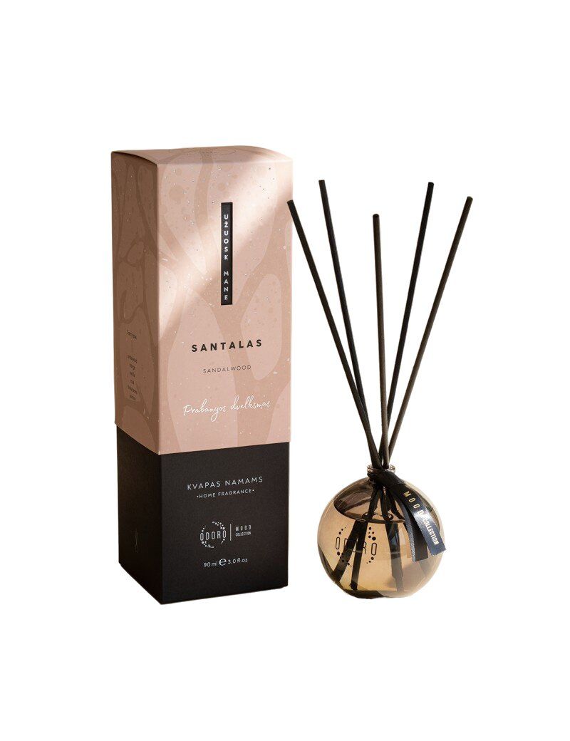 Gaisa atsvaidzinātājs ODORO MOOD "Sandalwood", ar kociņiem, 90 ml (400-05894)