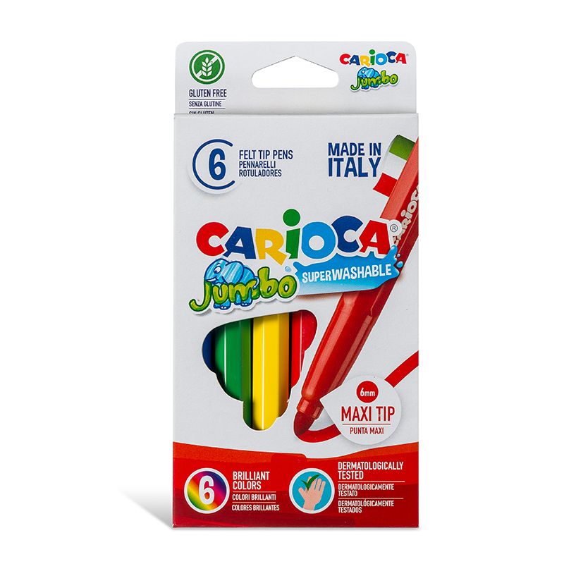 Flomasteri CARIOCA JUMBO kartona iepakojums, 6 krāsas (200-01243)