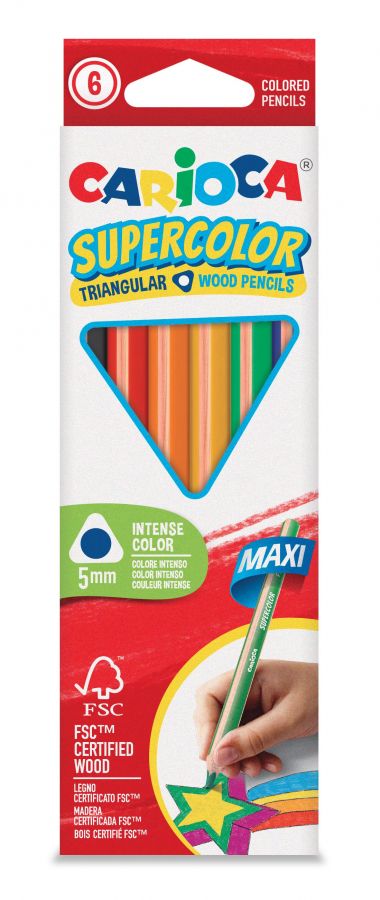 Krāsošanas zīmuļi trīsstūrveida CARIOCA SUPERCOLOR MAXI
