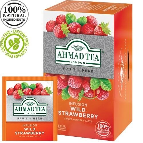 Tēja AHMAD Alu WILD STRAWBERRY, 20 maisiņi x 2 g paciņā (450-00847)