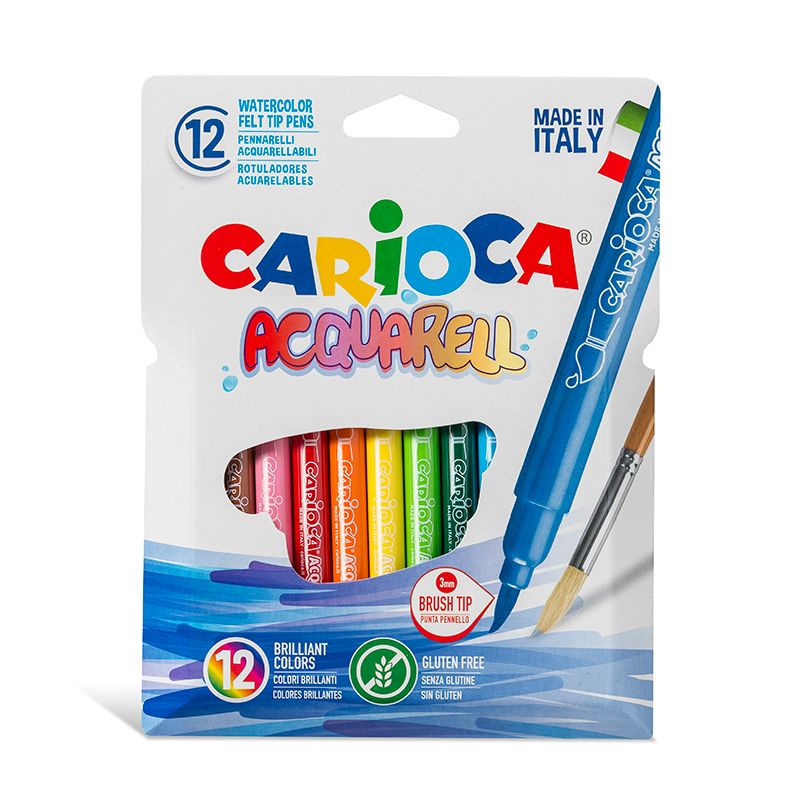 Flomasteri-otas CARIOCA Junior Brush, 12 krāsas (200-00939)