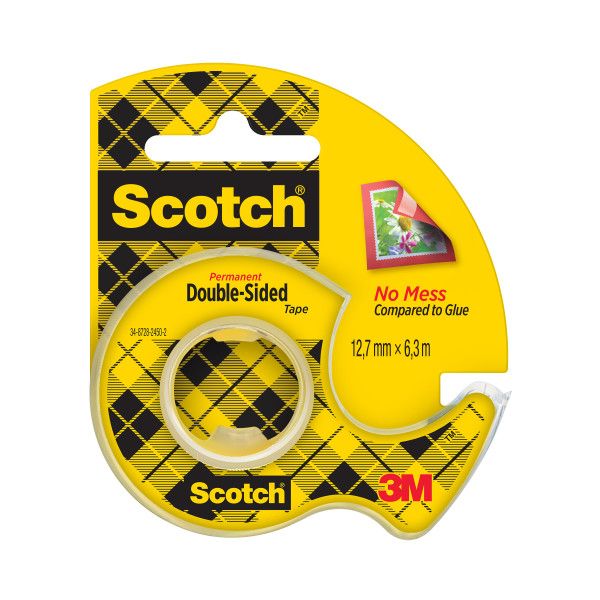 Līmlente 3M Scotch abpusējā, ar turētāju