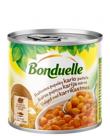 Baltās pupiņas karija mērcē Bonduelle, 430g
