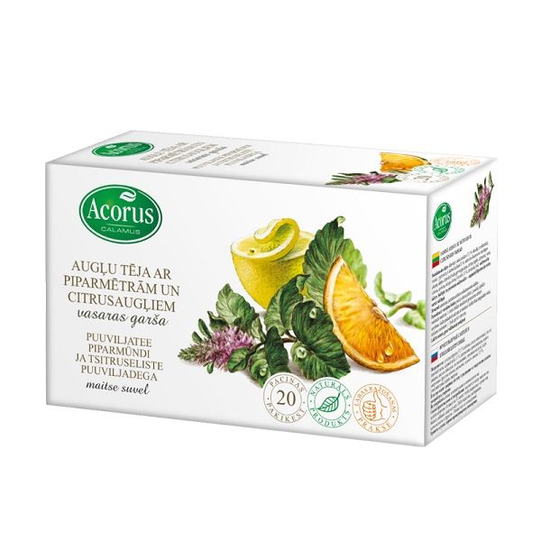 Augļu un zāļu tēja HERBITUM ar Piparmetru un Citronu, maisiņi, 2.5gx20gb (450-27503)
